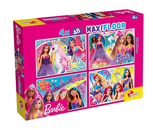 Idee regalo di Natale per i bimbi Lisciani Giochi Barbie Puzzle Maxifloor 4 x 48, Colore, 99467
