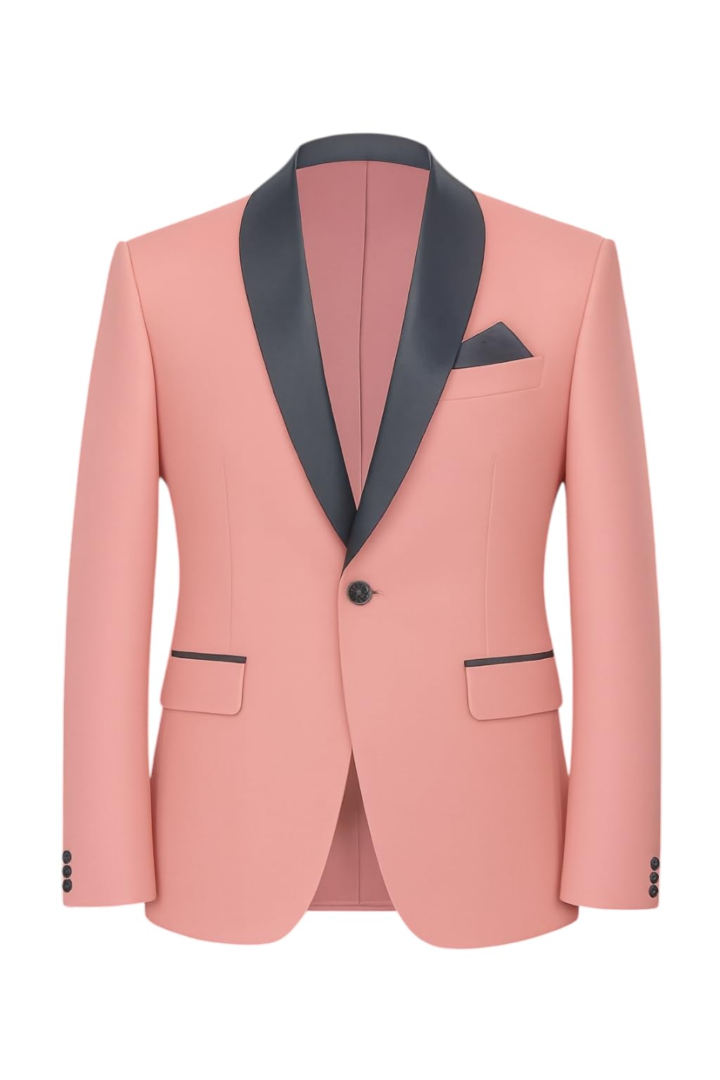 Men’s Slim Fit Peach Pink Tuxedo Blazer with Black Satin Shawl Lapel | Stylish Wedding Blazer, Evening Dinner Jacket for Men-image-20