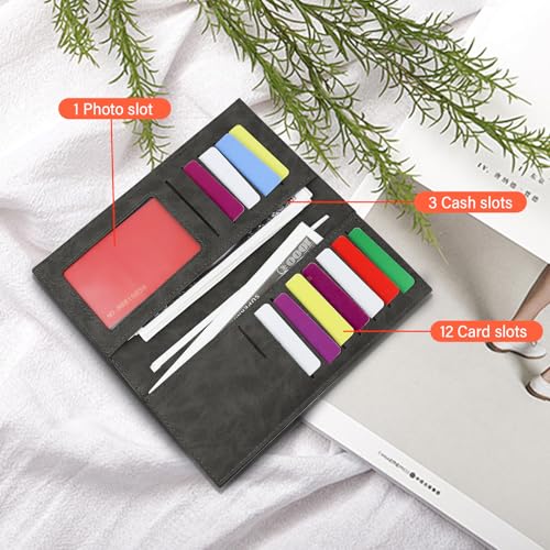 Mens Wallet, PU Leather Card Wallet Card Holder Wallet with Multiple Card Slots for Men, Long Bifold Travel Wallet Slim Wallet with ID Window for Travel, Date (black)4