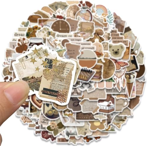 Image of 112PCS Vintage Cute Stickers Aesthetic Stickers Boho Sticker Packs for Scrapbooks, Laptops, Guitars, Phones, Pads, Skateboards, Bicycles, Motorcycles, Helmets (Retro AB Sticker)