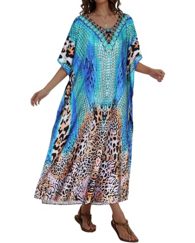 Image of Kaftan Dresses for Women V Neck Caftan Batwing Sleeve Swimsuit Cover Up