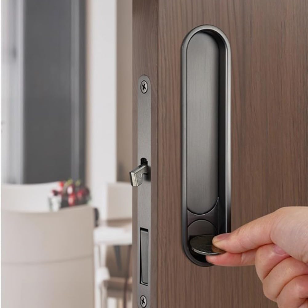 Cerradura de puerta corredera de funcionamiento suave con diseño ovalado para decoración moderna del hogar (negro)