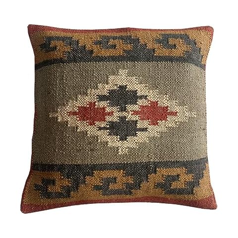 Shubhlaxmifashion Indian Vintage Kilim Square Pillow Cover 18X18 Pillows Boho Ethnic Cushion Cover, Decorative Throw Pillows Cover