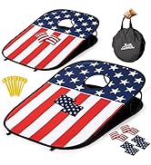 Portable Cornhole Set Outdoor Game - Collapsible Cornhole Boards Corn Hole Set with 8 Cornhole Be...