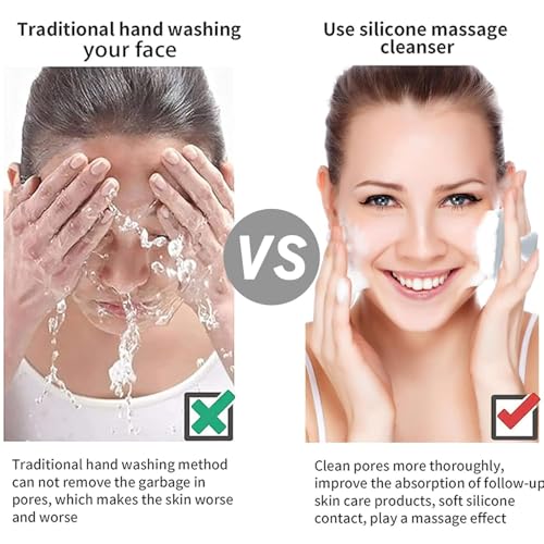 Image of VWMYQ Face Scrubber, Silicone Face Scrubber for Men, Gentle Exfoliator Pad & Massager, Facial Cleansing Brush - Removes Dead & Dry Skin (White, Square)