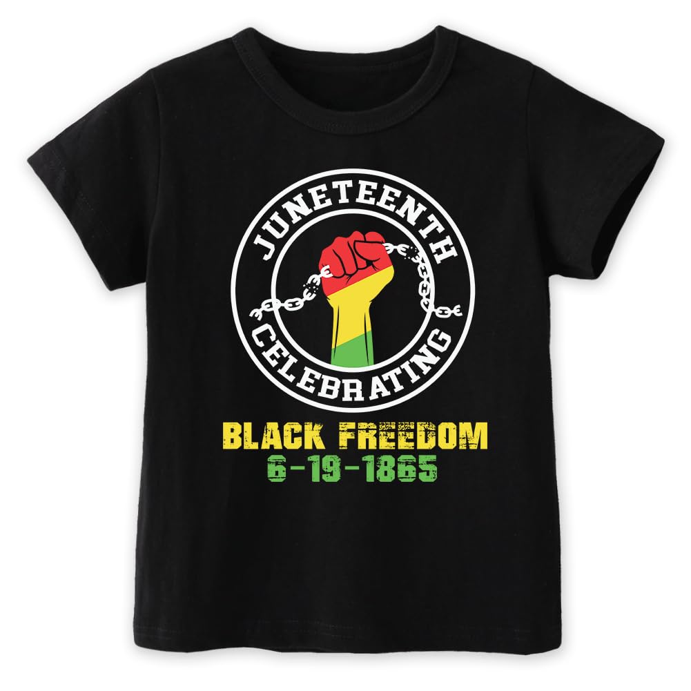 PabKlhs Juneteenth Shirt for Kids – Toddler Juneteenth Shirt, Short-Sleeve Tee for Boys & Girls, 2T-8T