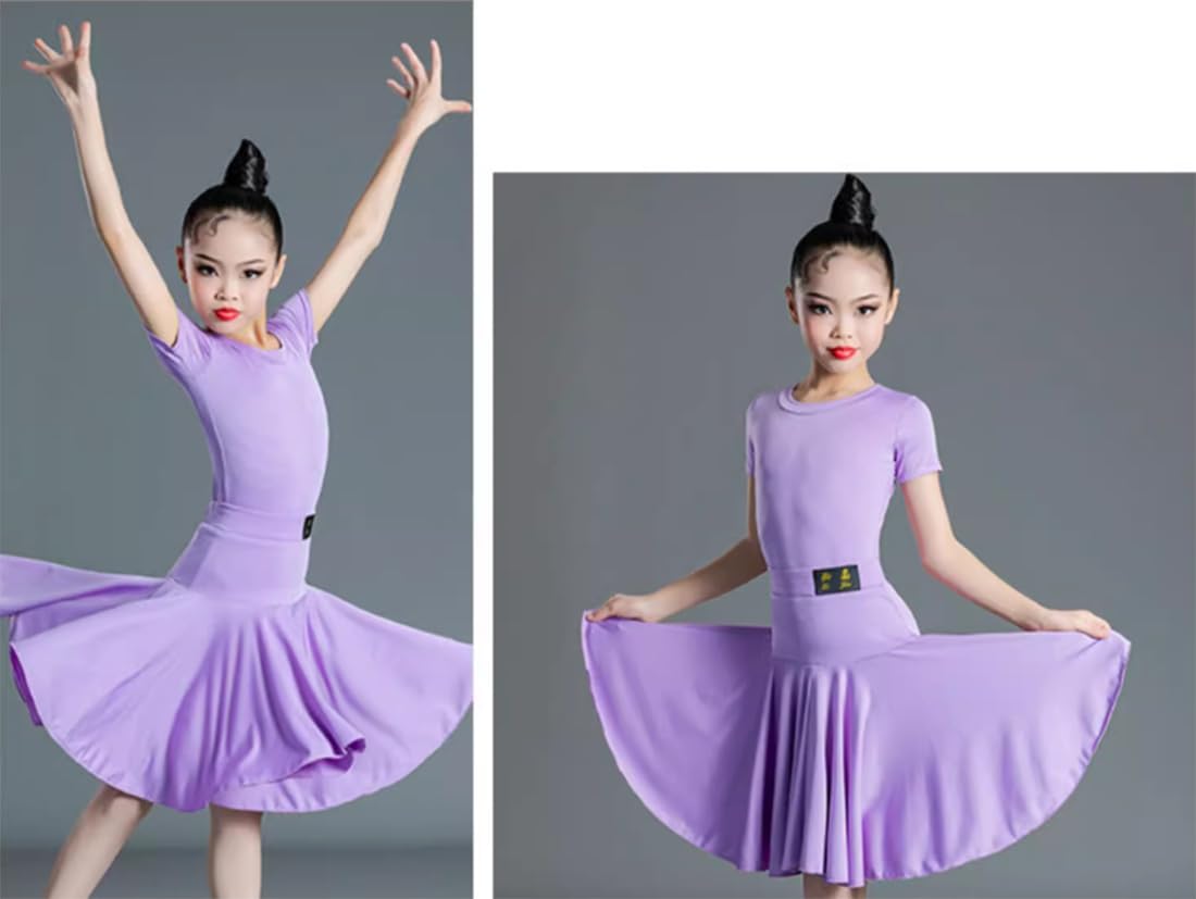 EFLALYHG Vestido de baile latino para niñas, vestido con falda de competencia para salón de baile, salsa, tango, samba, cha, rumba