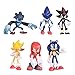 Max Fun Set of 6pcs Sonic the Hedgehog Action Figures, 5-7cm Tall Cake toppers-Sonic, Shadow, Werehog, Metal Sonic, Knuckles & Super Sonic