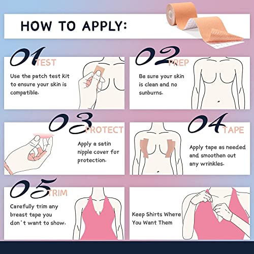 Image of UCRAVO Boob Tape kit - Instant Boob Lift Tape with 10 Reusable Nipple Pasties, 36 Double Sided Fashion Strips for Cloth, Adhesive Bra Push Up Boob Tape for Large Breasts for Women Clothing and Body
