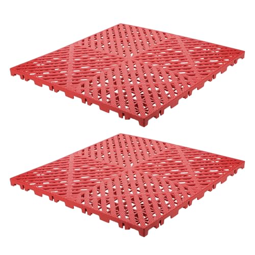 Sol de garage anti-glissade dalles de drainage plastique rouge 4S