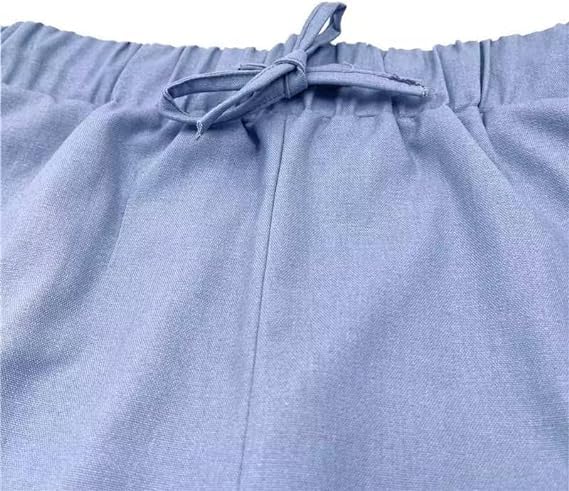Women's Casual Summer Lightweight Pants Elastic Waist Drawstring Cotton Linen Petite Beach Trousers with Pockets2