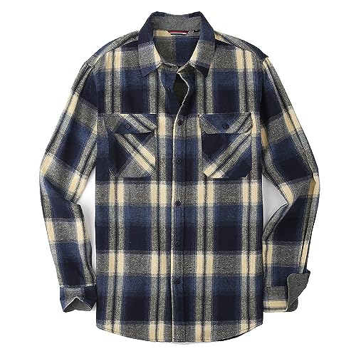 Alex Vando Mens Button Down Shirts Regular Fit Long Sleeve Casual Plaid Flannel Shirt