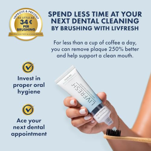 Image of LIVFRESH Toothpaste Gel, Clinically Proven to Remove Plaque 250% Better, Improves Gum Health 190% Better, Prevents & Reduces Tartar, Mild Peppermint (Pack of 4)