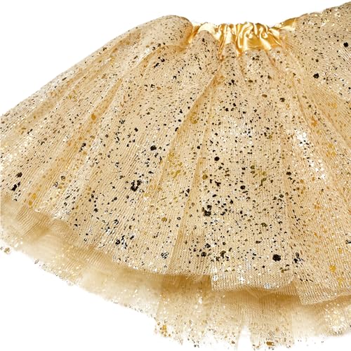 Baby Girl's Tutu Tulle Skirt with 3 Layers Sparkling Sequins Golden Tutu Skirt for Kids(6-24 Month) Halloween Brithday Outfit2