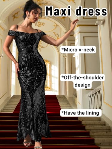 Kaei&Shi Sequin Prom Dress,Sparkly Off Shoulder Long Formal Dresses,Evening Gowns for Women Elegant Classy2