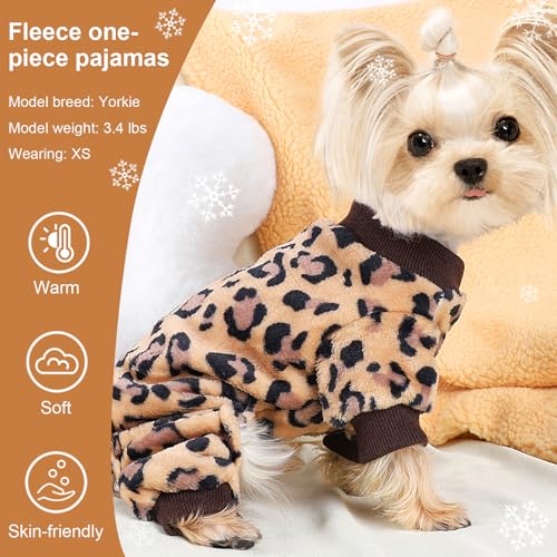 Pinktie Dog Clothes Dog Pajamas For Small Dogs Girl Boy Super Soft Warm Small Dog Sweater Pjs Cute Pet Clothing Dog Sweaters Jumpsuits Plush Puppy Onesie Outfits For Chihuahua Yorkie Small Leopard Print thumb #2