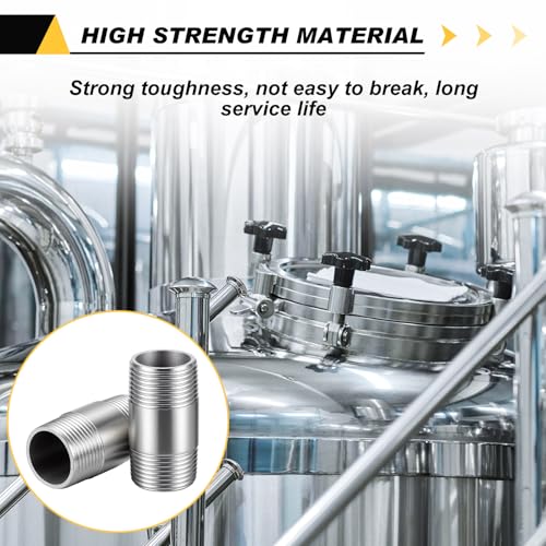 Image of 4 Pcs 304 Stainless Steel Pipe Fittings 3 /4 inch NPT x 3 /4 inch NPT Male Threaded 2 inch Length Nipple Cast Pipe Fittings for Oil Air Fuel