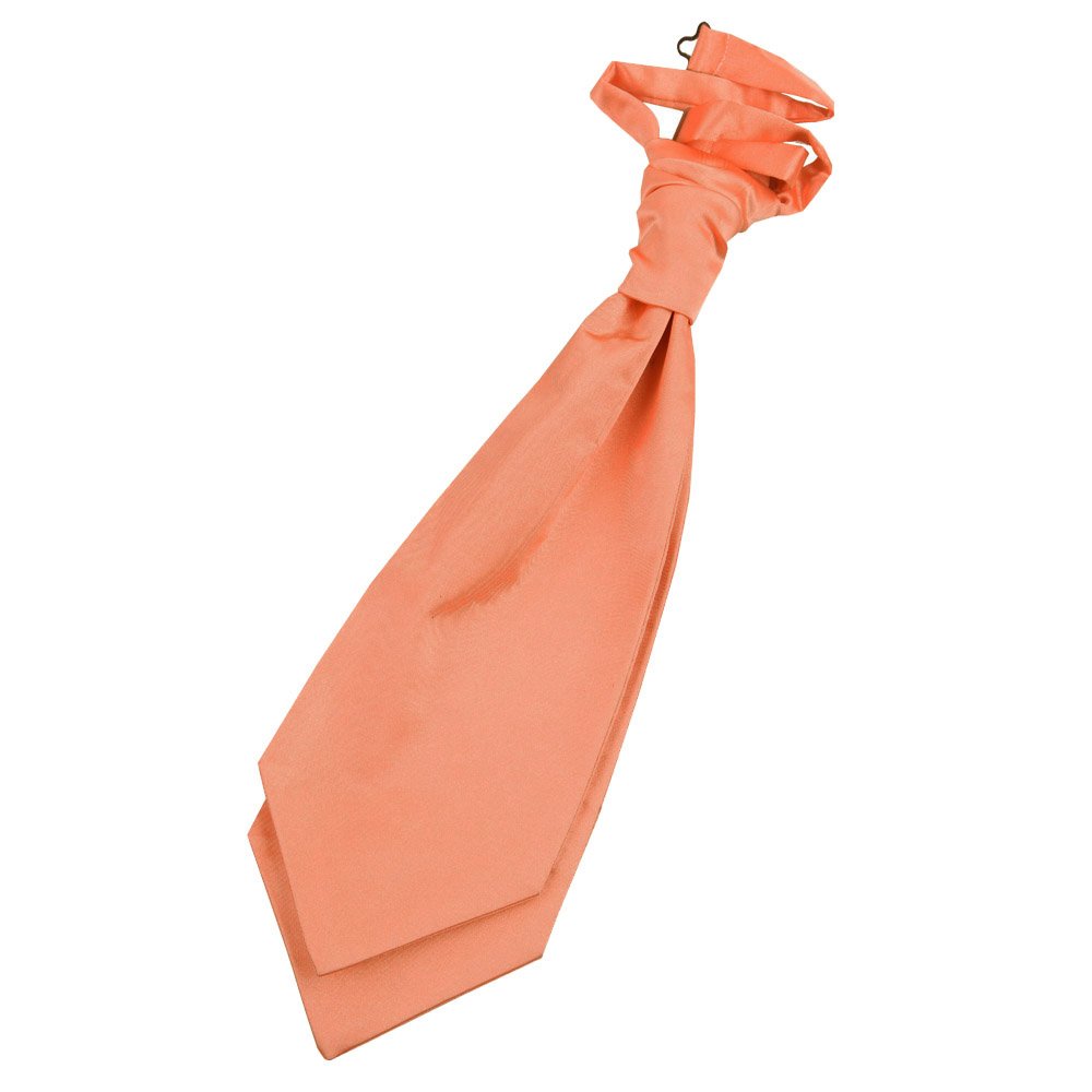 DQT Mens Plain Satin Pre-Tied Scrunchie Cravat – Ruche Ascot Tie for Wedding Business & Formal Wear - Coral