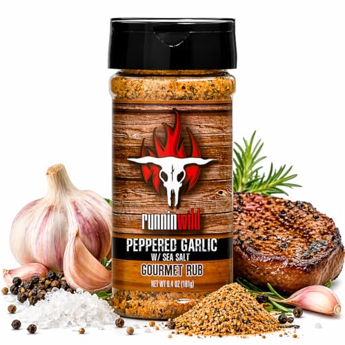 Image of Bold Garlic Pepper with Sea Salt Seasoning - SPG Seasoning Blend Reimagined for Bigger Flavor | All-Purpose Garlic Salt Rub for Steak, Chicken, Veggies | Runnin' Wild, 7.2 oz