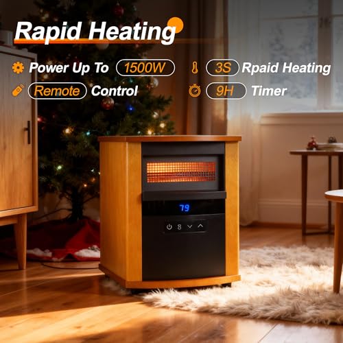 Image of Space Heater 1500W Infrared Heaters for indoor use Realsmart Electric Room Heater High-efficiency heating Indoor Heaters with Remote Control Timer Overheat&Tip Over Protection for Bedroom Office