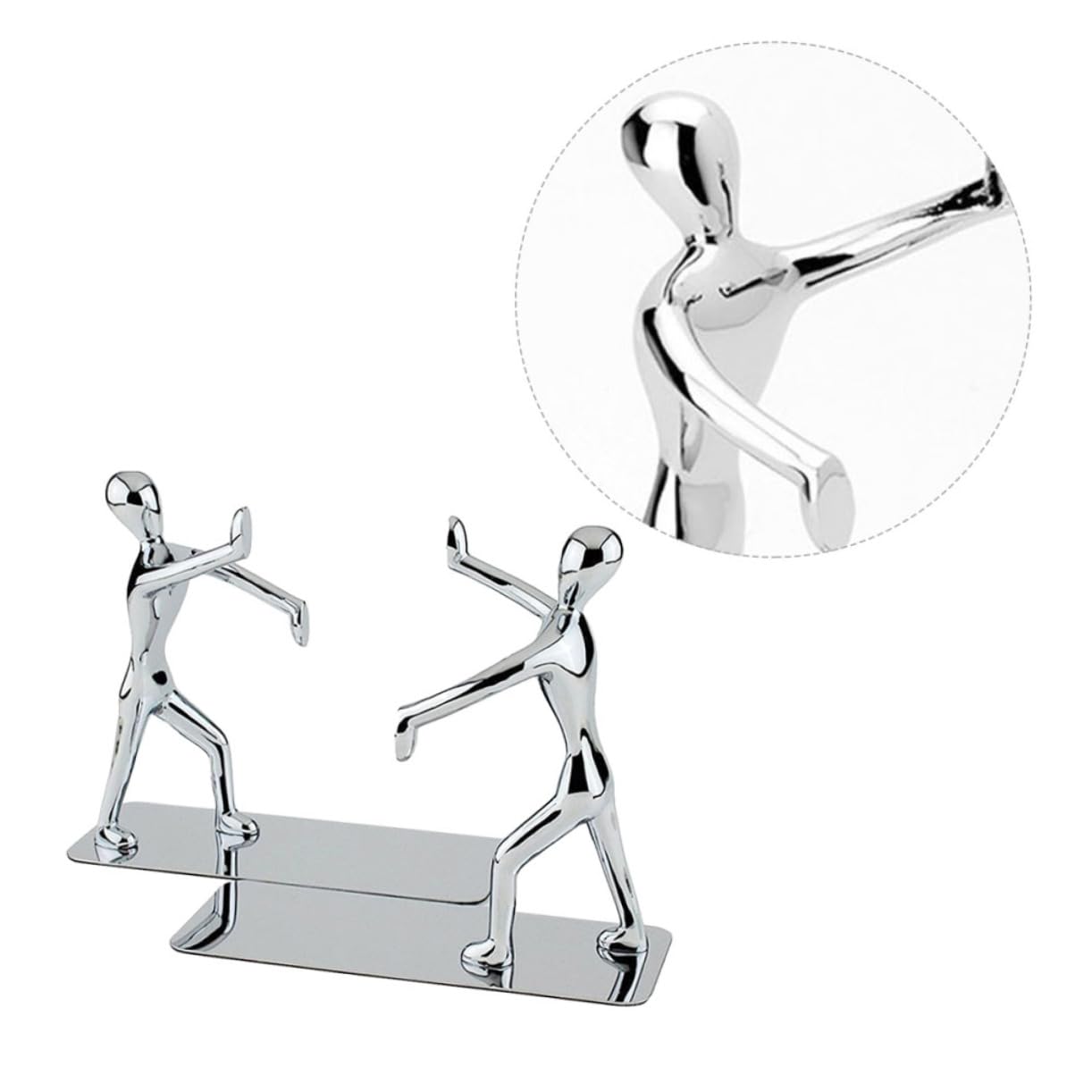 Buchstützen aus Metall in Kung Fu Form, 2 Stück, Silber