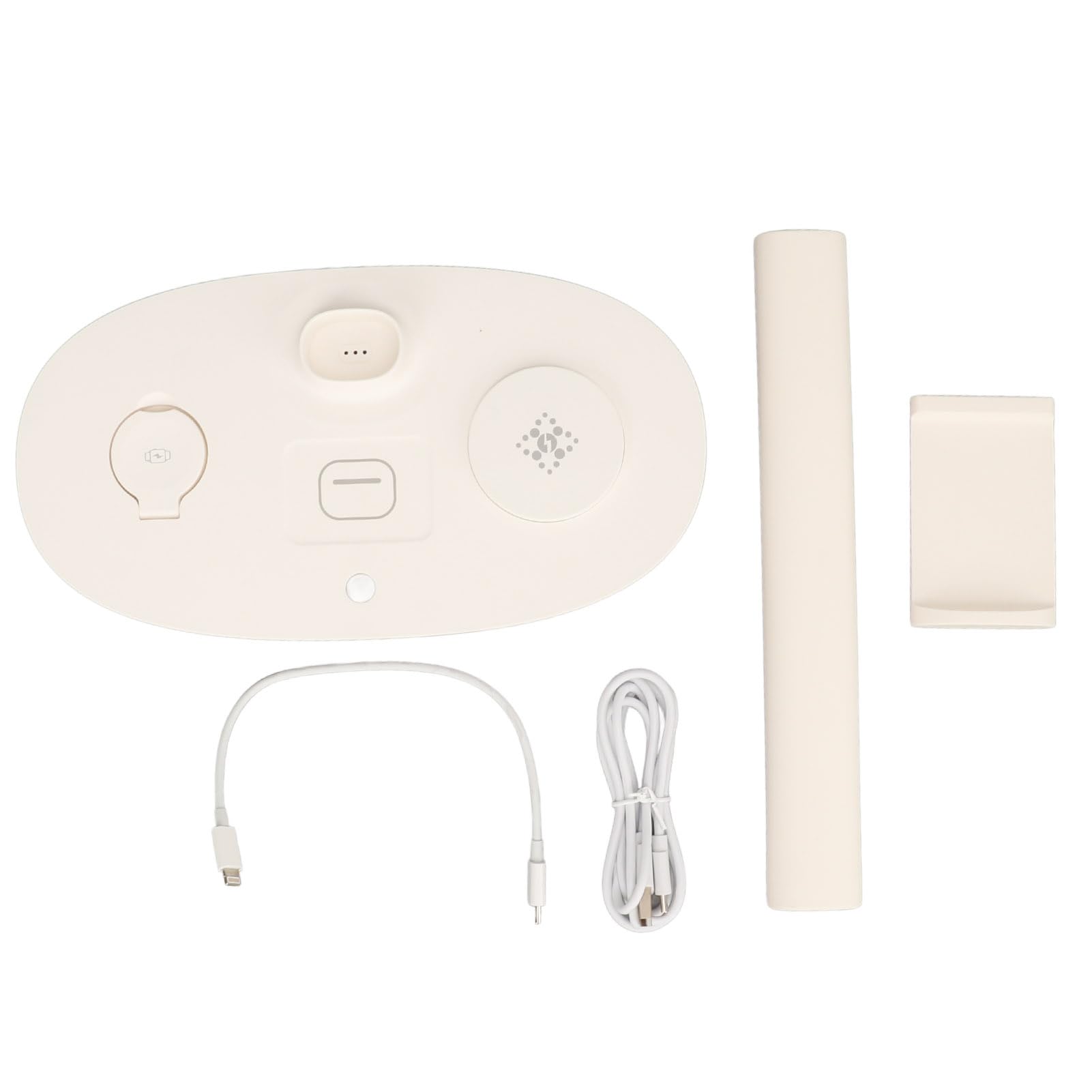 Jiawu Supporto per Cuffie 4 in 1 con Caricabatterie Wireless da 15 W Stazione di Ricarica Rapida per Telefoni Qi, Watch, Pro - Supporto Universale per Cuffie per Giochi (WHITE)