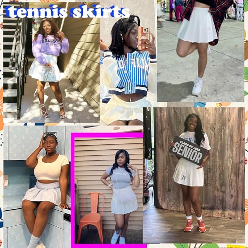 Image of Girstunm Women's Pleated Skirt Mini Skater Basic Skirts High Waist School Girls Uniform Short Cheerleader Skirt