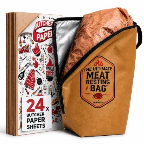The Ultimate Meat Resting Bag - 21 Brown Heavy-Duty Insulated BBQ Blanket for Resting Meat - BBQ Blanket for Brisket - 24 x Butcher Paper Sheets - Leakproof - Fathers Day Gift for Dad