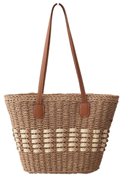 Women’s Tote Bag Straw Beach Shoulder Handbag Fashion Purse 2025 Summer Vacation Travel Woven Top Handle Bag