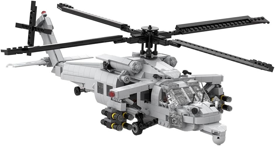 MH-60R Seahawk Helicopter Building Set, DIY Assembly Model Assembly Building Blocks Set, MOC Aircraft Model for Teen Adults (1252PCS), XSU18403C04F16R3P