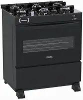 FOGAO A GAS PICASSO VITREO 6 Q PRETO FOSCO GAS GLP