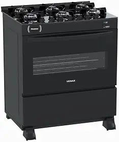 FOGAO A GAS PICASSO VITREO 6 Q PRETO FOSCO GAS GLP