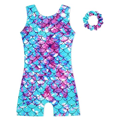 HOZIY Girls Mermaid Gymnastics Leotard & Shorts Set (7-8Y)