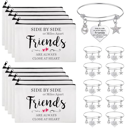 Abbylike 20 Pieces Friends Gifts Bulk for Women Friendships Bracelet Makeup Bag Friendsgiving Long Distance Gifts for Galentines Valentine Day Friend Group Birthday Family Sister - Main Image