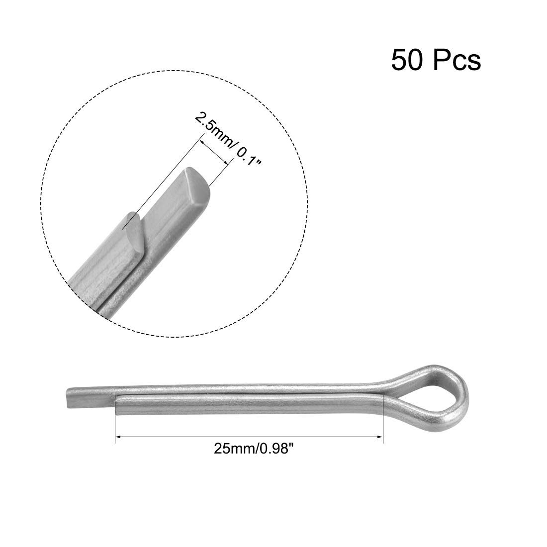 Up To 50% OFF uxcell 2.5mm x 25mm Zinc-Plating Steel Spring Cotter Clip Pin R Shape Hardware Fastener Clip Key 50 Pcs
