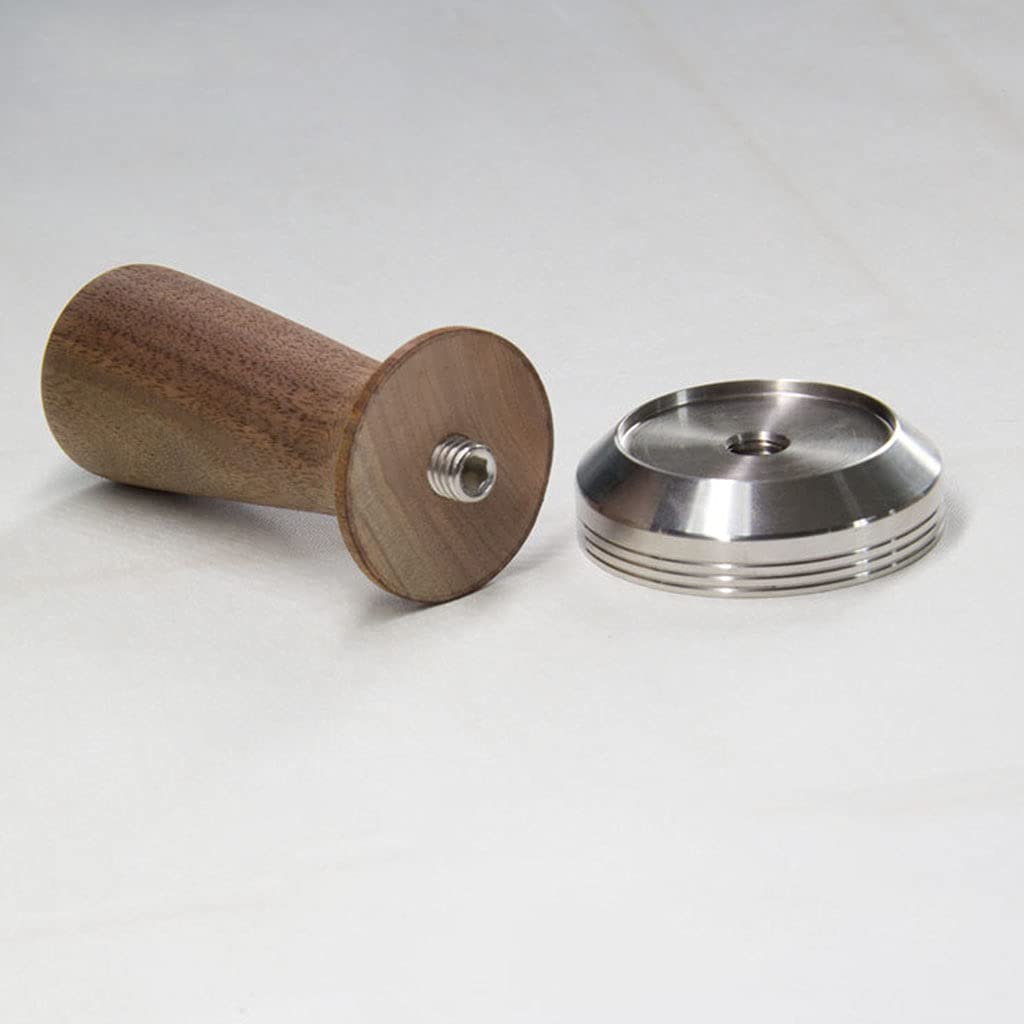 PANGBOER Tappetino per caffè espresso in vero legno, in acciaio inox, con martello in polvere pressata rimovibile