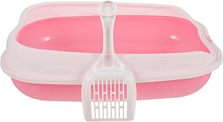Cat Litter Pan 1 Set Cat Litter Box Plastic Bins Portable Litter Box for Cats Travel Litter Box Cat Litter Tray with Scoop Washable Cat Toilet Cat Supply Pet Toilet Cat Bedpan