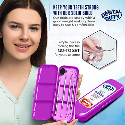 Professional Dental Hygiene Kit - Calculus & Plaque Remover Set - Stainless Steel Tools-Tarter Scraper, Tooth Pick, Dental Scaler And Mouth Mirror Instruments. Hygienist Kit- Home Use Tools For Adults