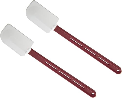 Juego de 2 espátulas de silicona de alta temperatura de 16 pulgadas con mango de color rojo - Espátulas raspadoras de alta resistencia al calor de