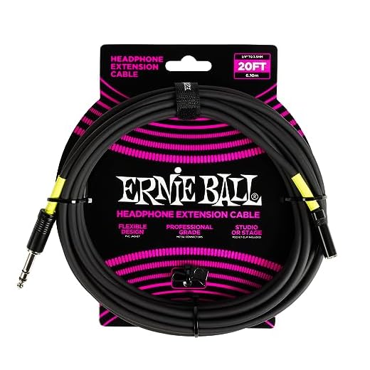 Ernie Ball Headphone Extension Cable 1/4 to 3.5mm 20ft - Black