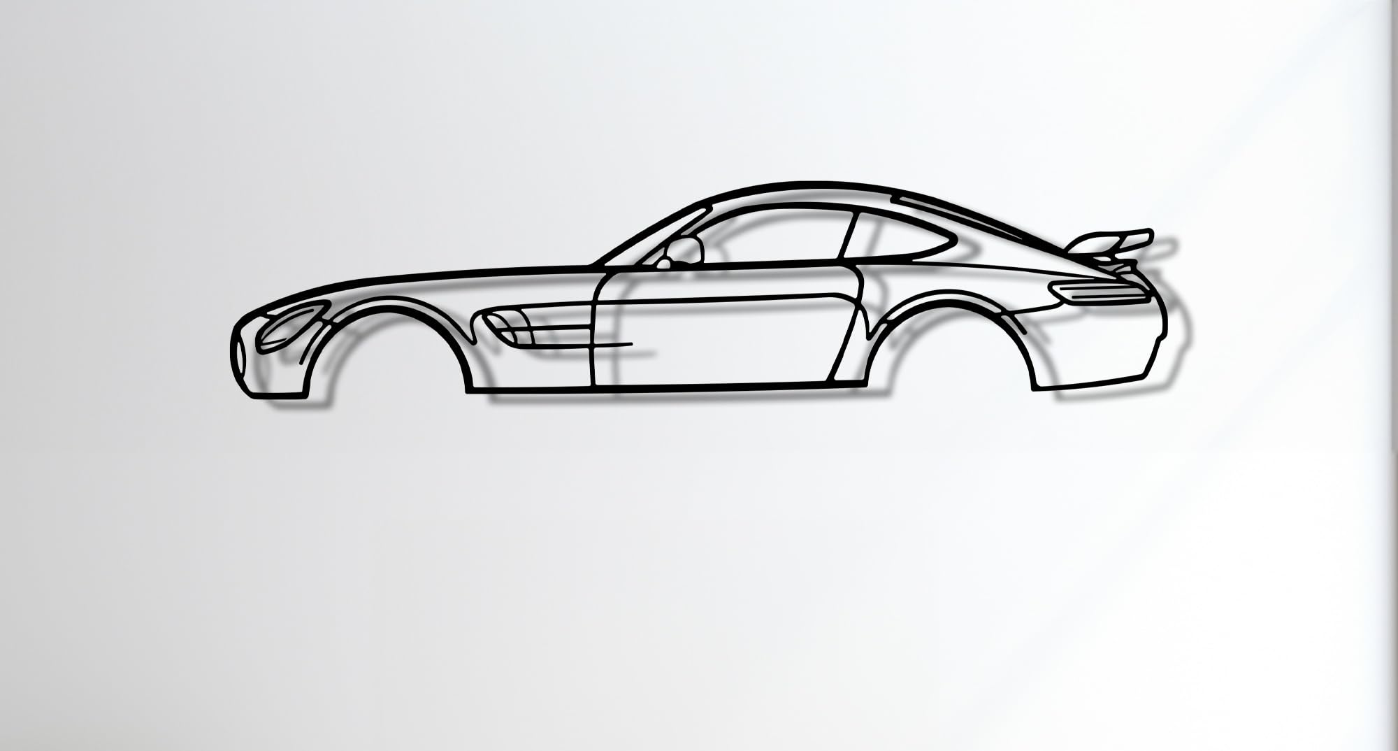 Arte de pared de metal para coche deportivo, decoración de silueta automotriz, escultura minimalista para garaje, cueva de hombre o dormitorio, interior/exterior, letrero de pared de silueta