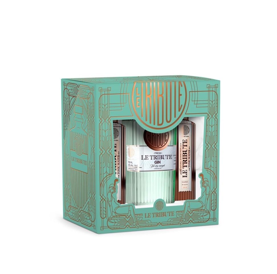 Le Tribute Gin | Fresh | Geschenkset | 43% Vol. | 700 ml | inkl. 2× Tonic Water