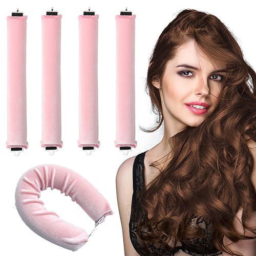 EUZUXU 4 Piezas Rizador de Pelo sin Calor, Ondas y Rulos Durante la Noche, Rizadores Grandes para Todos los Tipos de Cabello