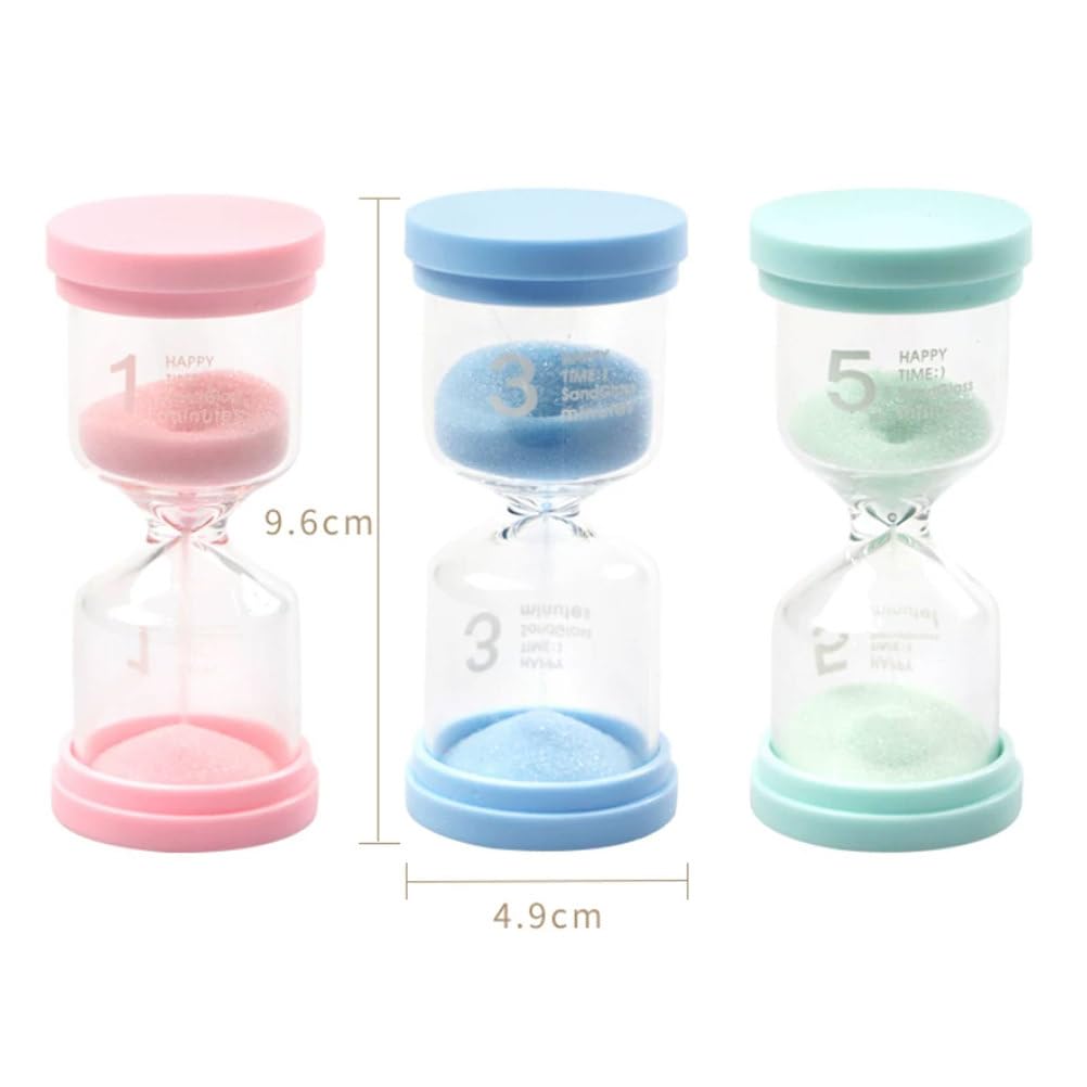 Clessidra Montessori, Set di Clessidre Colorate da 1/3/5 Minuti, Clessidra in Plastica Infrangibile e Durevole (3 Pezzi)