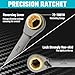 DURATECH Anti-slip 4-in-1 Reversible Ratcheting Box Wrench Set, Double Box End, SAE, 2-Piece, 5/16, 3/8, 7/16, 1/2 & 9/16, 5/8, 11/16, 3/4-Inch, CR-V Steel, Nickel Plated, with Rolling Pouch