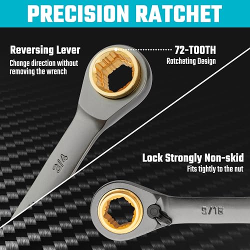 Image of DURATECH 4-in-1 Anti-Slip Reversible Ratcheting Box Wrench Set, SAE