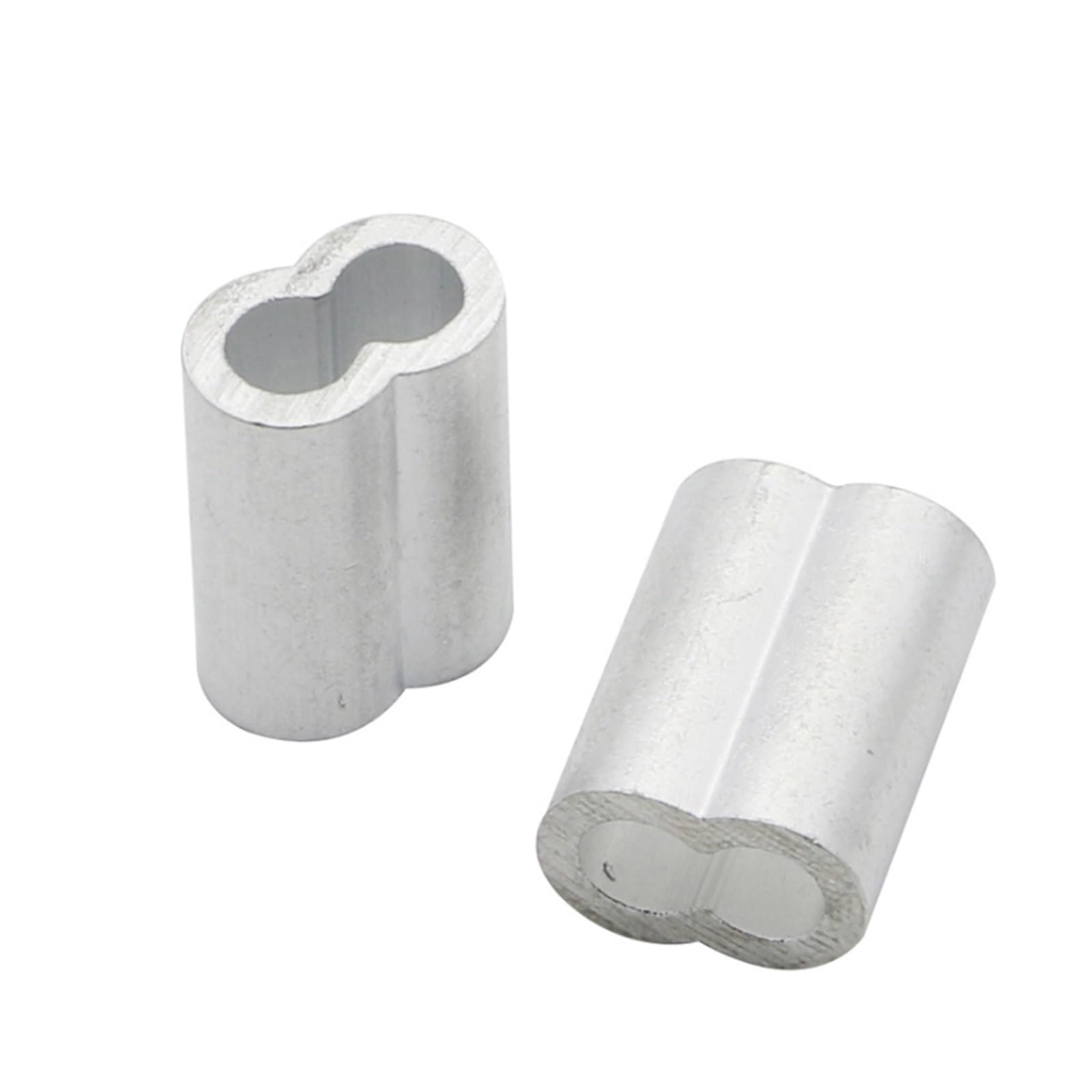 Manicotti a crimpare in alluminio per funi metalliche, 8 forme, doppio foro, argento, M1.0-M12, confezione da 200 pezzi - crimpature per cavi metallici resistenti per connessioni forti