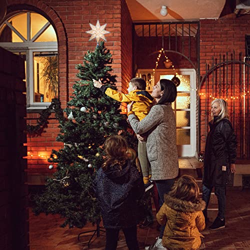 LAMPHOME 8" Lighted Double-Sided Star Tree Topper, 8-Point Star Xmas Tree Topper with 10 Clear Warm Lights, 120V UL Certified Tree top for Christmas Tree Ornament Party Home Decor by LAMPHOME - Image 5