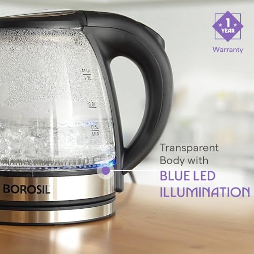 Tetera eléctrica de vidrio Borosil Crystal 1.2L miniatura 4