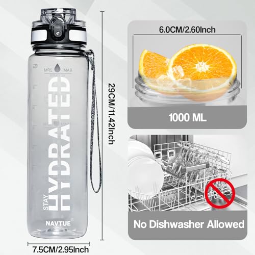 Image of Water Bottle 32 oz Motivational Time Marker Tritan Bottle